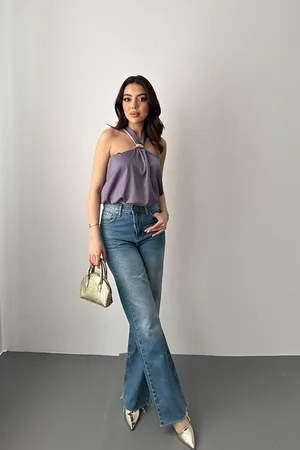 Lila Toka Detaylı Bluz - Lila