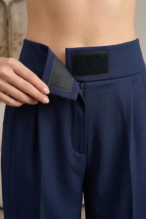 Kadın Likralı Cırt Kapamalı Palazzo Pantolon 4433 Lacivert