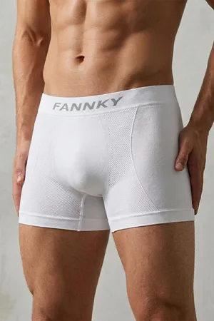 Dikişsiz Nefes Alabilen Rahat Bol Kesim Erkek Boxer 2014 Beyaz