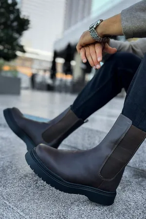 Erkek Dayanıklı Bootie Fermuarlı Sıcak Dengeli Bot Bot Kışlık &