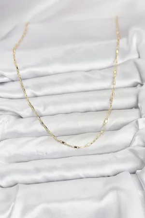 CM 14K Gold Renk Pirinç Ataç Zincir 60 cm Kadın Kolye