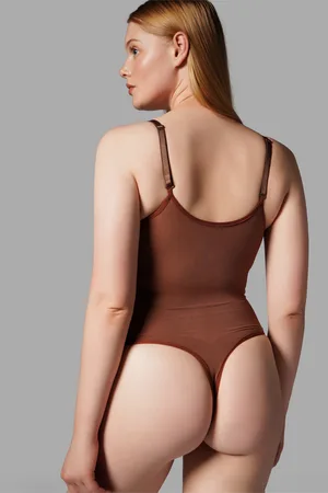 string zıbın sıkılaştırıcı toparlayıcı örme kumaş body 9052 Kahverengi