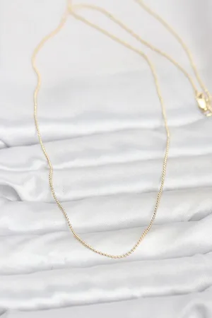 CM 14K Gold Renk İnce Top Zincirli 60 cm Kadın Kolye