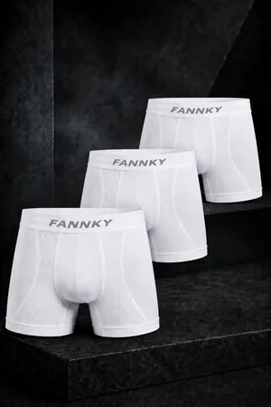 Erkek Rahat Esnek Seamless 3 Lü Beyaz Boxer