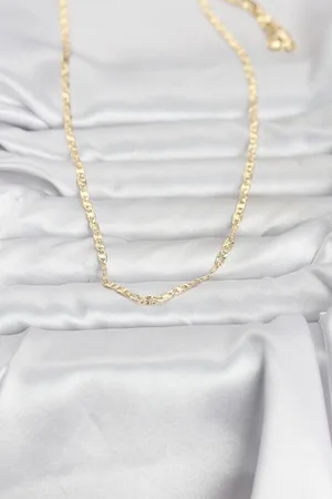CM 14K Gold Renk Lazer Zincirli Model 60 cm Kadın Kolye
