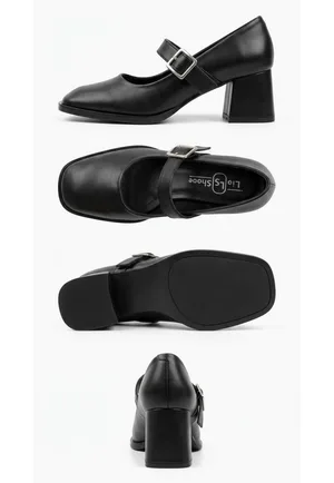 Velsy Siyah Cilt Topuklu Ayakkabı