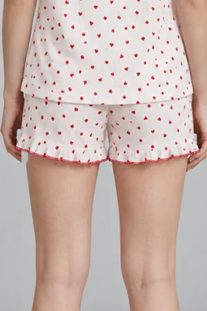 Kadın Şortu Rahat Ekru Pijama Takımı 4747