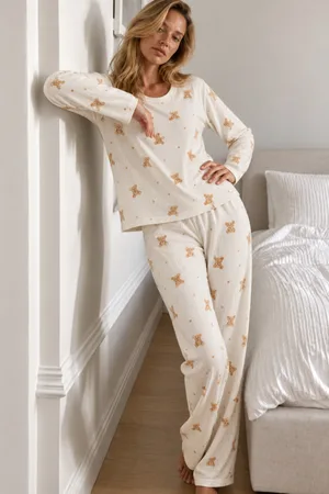 Kadın Comfort Casual Ekru Pijama Takımı