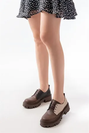 Kadın Casual Loafer Garni Günlük Tabanlı Bağcıklı Ayakkabı Ayakkabı Yüksek