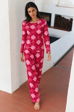 Kadın Çizgili Regular Şık Kırmızı Pijama Takımı