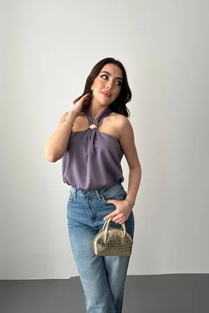Lila Toka Detaylı Bluz - Lila