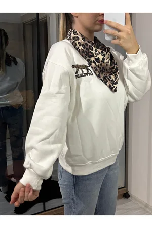 Fular Detay Sweatshirt - Beyaz