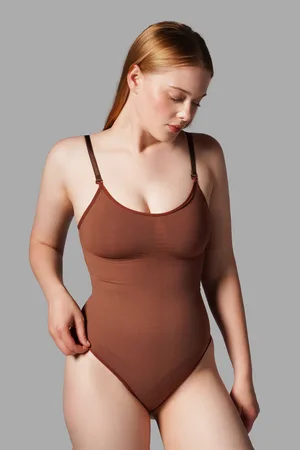 Çıtçıtlı String Body Korse 9052 Kahverengi