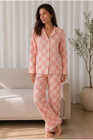 Kadın Desenli Basic Kış Pembe Pijama Takımı