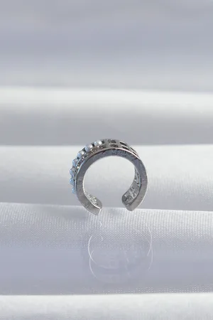 Pirinç Gümüş Renk İncili Baget Taşlı Earcuff Küpe