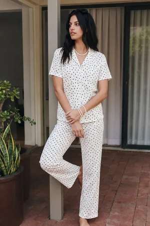 Viskon Karışım Homewear Kar Beyaz Pijama Takımı