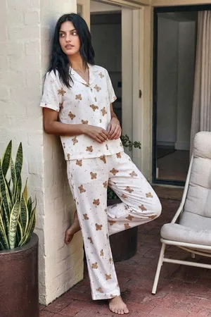 Viskon Karışım Homewear Kırık Beyaz Pijama Takımı