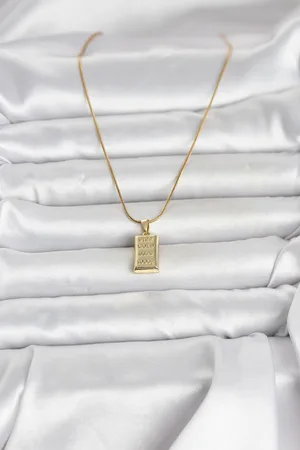 316L Çelik Zincir Gold Renk Külçe Altın Model Kadın Kolye