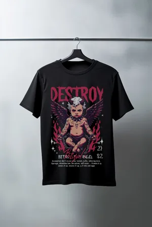 Unisex Oversize 24/1 Penye DTF Baskılı Tişört - DTF144