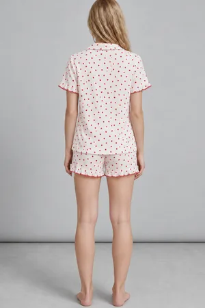 Kadın Şortu Rahat Ekru Pijama Takımı 4747