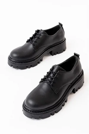 Kadın Casual Loafer Günlük Tabanlı Bağcıklı Ayakkabı Ayakkabı Yüksek