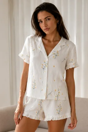 Kadın Düz Pamuk Homewear Çok Renkli Pijama Takımı