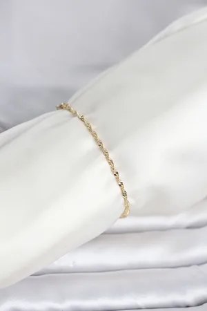 CM 14K Gold Renk Yassı Ezme Burgu Model Kadın Bileklik