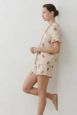 Kadın Relaxed Lastikli Kar Beyaz Pijama Takımı