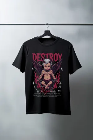Unisex Oversize 24/1 Penye DTF Baskılı Tişört - DTF106