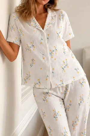 Kadın Loose Kalıp Pamuklu Çok Renkli Pijama Takımı