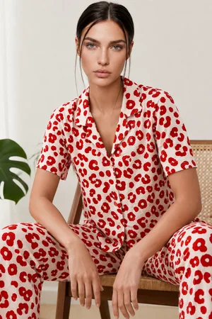 Kadın Kısa Kol Comfort Kırmızı Pijama Takımı 4725