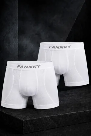 Erkek Rahat Esnek Seamless 2 Li Beyaz Boxer
