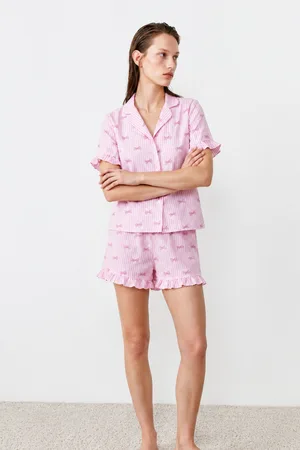 Kadın Relaxed Lastikli Pembe Pijama Takımı