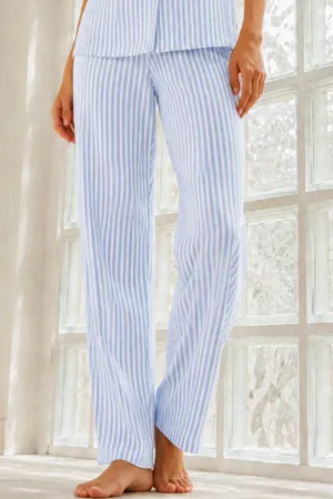 Kadın Genç Loose İpliği Boyalı Mavi Pijama Takımı