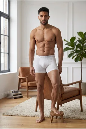 Erkek Rahat Esnek Seamless Beyaz Boxer