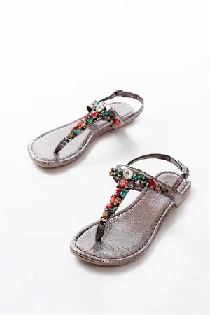 Kadın Yumuşak Taşlı Parmak Arası Sandalet Açık