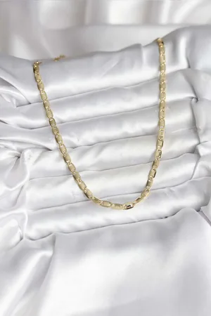 14K Gold Renk Kaplama Plaka Ezme Model Zincirli CM Kadın Kolye