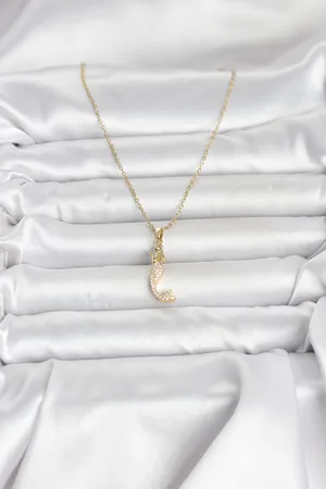 316L Çelik Zincir Gold Renk Zirkon Taşlı Deniz Kızı Model Kadın Kolye