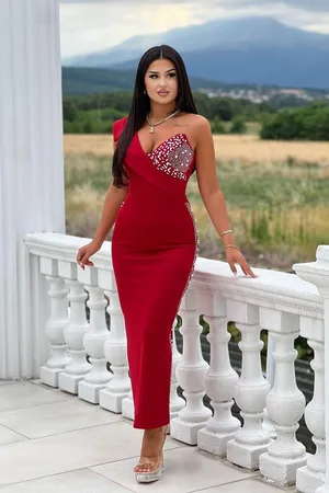 Tek Abiye Omuz Elbise Yırtmaçlı