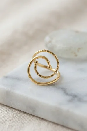 Gold Renk Geometrik Çift Halka Yüzük