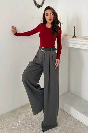 Füme Pileli Comfort Pantolon