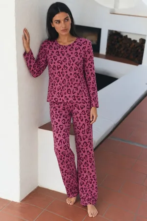 Kadın Çizgili Regular Şık Lila Pijama Takımı