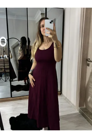 Modal Kumaş Bordo Croplu Elbise Takım