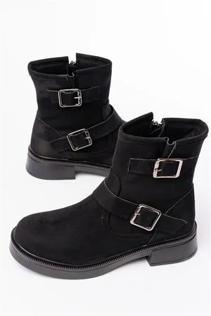 Kadın Günlük Aksesuarlı Bootie Fermuarlı Bot Bot Süet Toka &