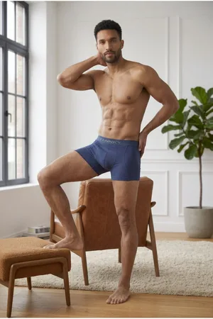 Erkek Rahat Esnek Seamless 2 Li Lacivert Boxer