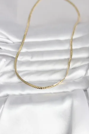 CM 14K Gold Renk Yassı Zincir Model 45 cm Kadın Kolye