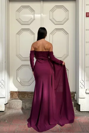 Kadın Krep Yaka Elbise V Detaylı