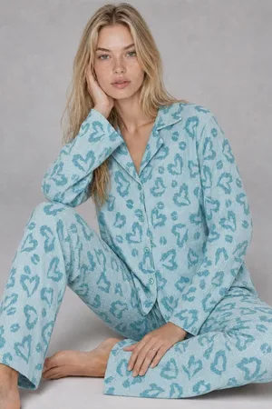 Kadın Uzun Kol Rahat Mavi Pijama Takımı 4761