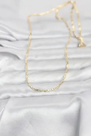 CM 14K Gold Renk Lazerli Yassı Model Zincirli 60 cm Kadın Kolye