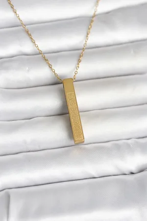 316L Çelik Gold Renk Ayetel Kürsi Yazılı Bar Çubuk Kolye